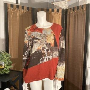 Abstract Patterned Sweater in Rust and Brown